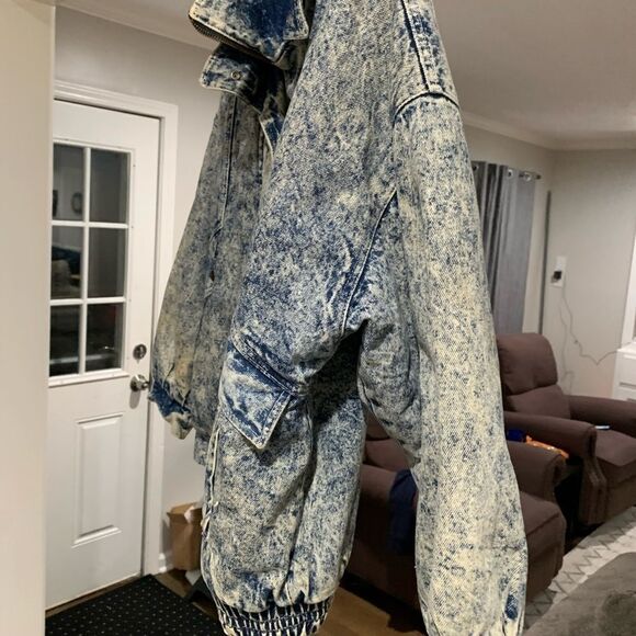 American signature vintage 80s acid wash denim bomber jacket size medium. - Picture 10 of 11